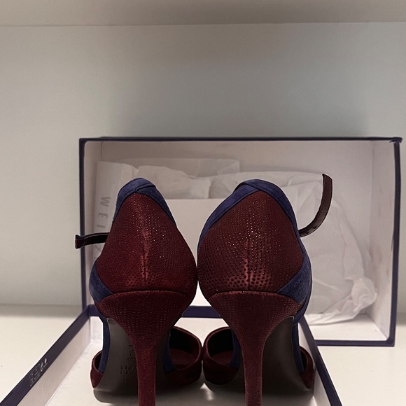 Stuart Weitzman Pumps Heels Pointed Toe Suede Ankle Strap size 8 - Picture 9 of 12